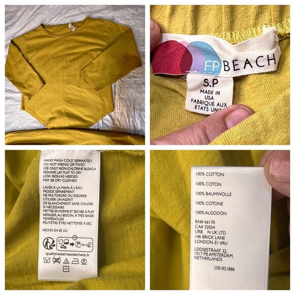 FP Beach Slouchy Lounge Jogger Pants & Scoop Neck Top Set SMALL USA 100% Cotton - Picture 13 of 16